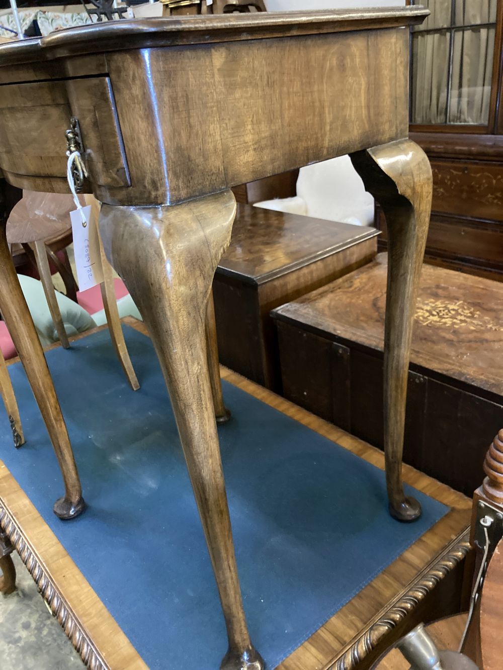 A Queen Anne Revival walnut side table, width 47cm, depth 40cm, height 70cm